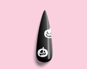 White Halloween Scary and Funny Pumpkin Decals for Nails! White Halloween Nail Decals! White Pumpkin Halloween Nail Art! Halloween Decals!