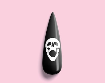 White Halloween Skull Nail Decals! White Halloween Nail Decals! White Skeleton Skull Halloween Nail Art! White Halloween Decals! Skulls!!!!!