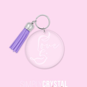 Etched Key Chain with Tassel! Monogram Etched Key Chain. Customizable 2&quot; Circular Acrylic Key Chain with Tassel!!! Personalized Key Chain!!!