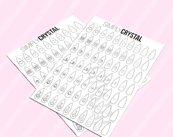 Halloween Line Nail Art Practice Sheet #2! Letter Sized - 8.5" x 11" Template! Ghost, Frankenstein, Zombie Hand, Witch, Spider, Owl & Beaker