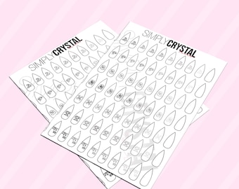 Halloween Line Nail Art Practice Sheet #4! Letter Sized - 8.5" x 11" Template! Axe, Lips, Ghost, Eyeball, Skull, Haunted Tree, Web & Spider!