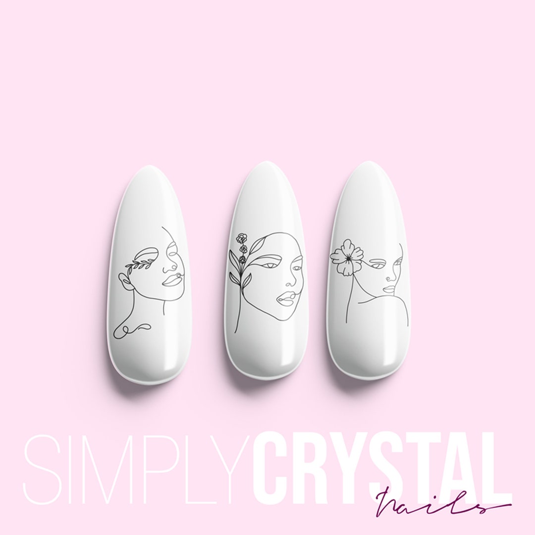 Women Silhouette Nail Decals Women Line Drawing Nail Art Decals Female