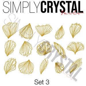 May include: Set of 12 gold nail art decals with a geometric design. The decals are arranged in a grid pattern on a white background. The text "Set 3" is printed below the decals.