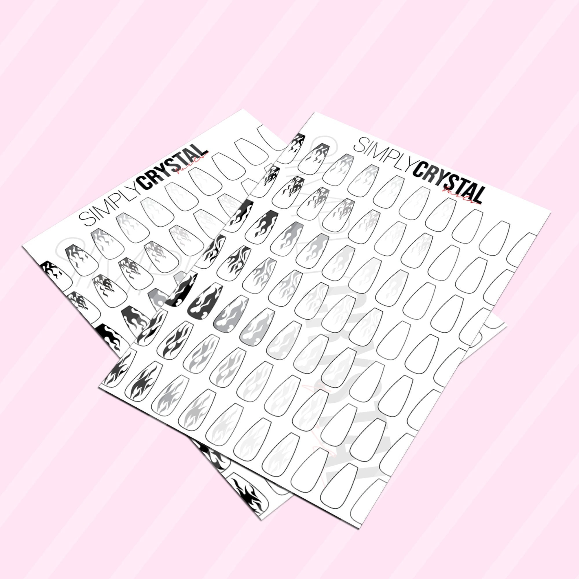 Flames Nail Painting Practice Sheet Nail Design Placement Etsy Australia