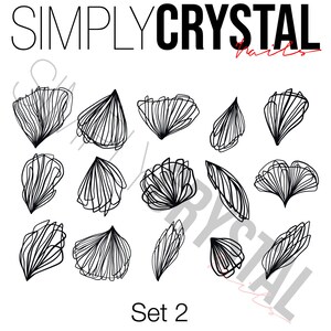 May include: Set of 12 black and white line art nail decals with a variety of abstract shapes. The decals are labeled "Set 2".