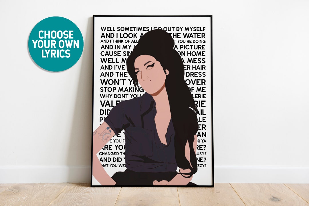 Valerie Lyric Sheet Print Amy Winehouse. Custom Lyric Prints A4, A3 Etsy
