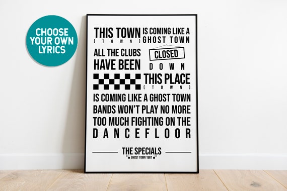 The Specials Ghost Town Lyrics Art Print Art Collectibles Digital Prints Safarni Org