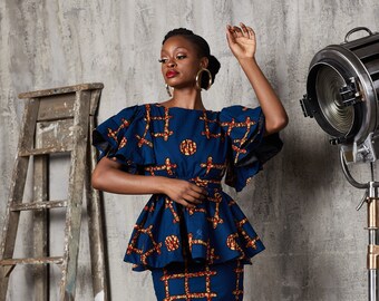 SOLANGE Ankara Peplum Top african Print Top Ankara Top - Etsy