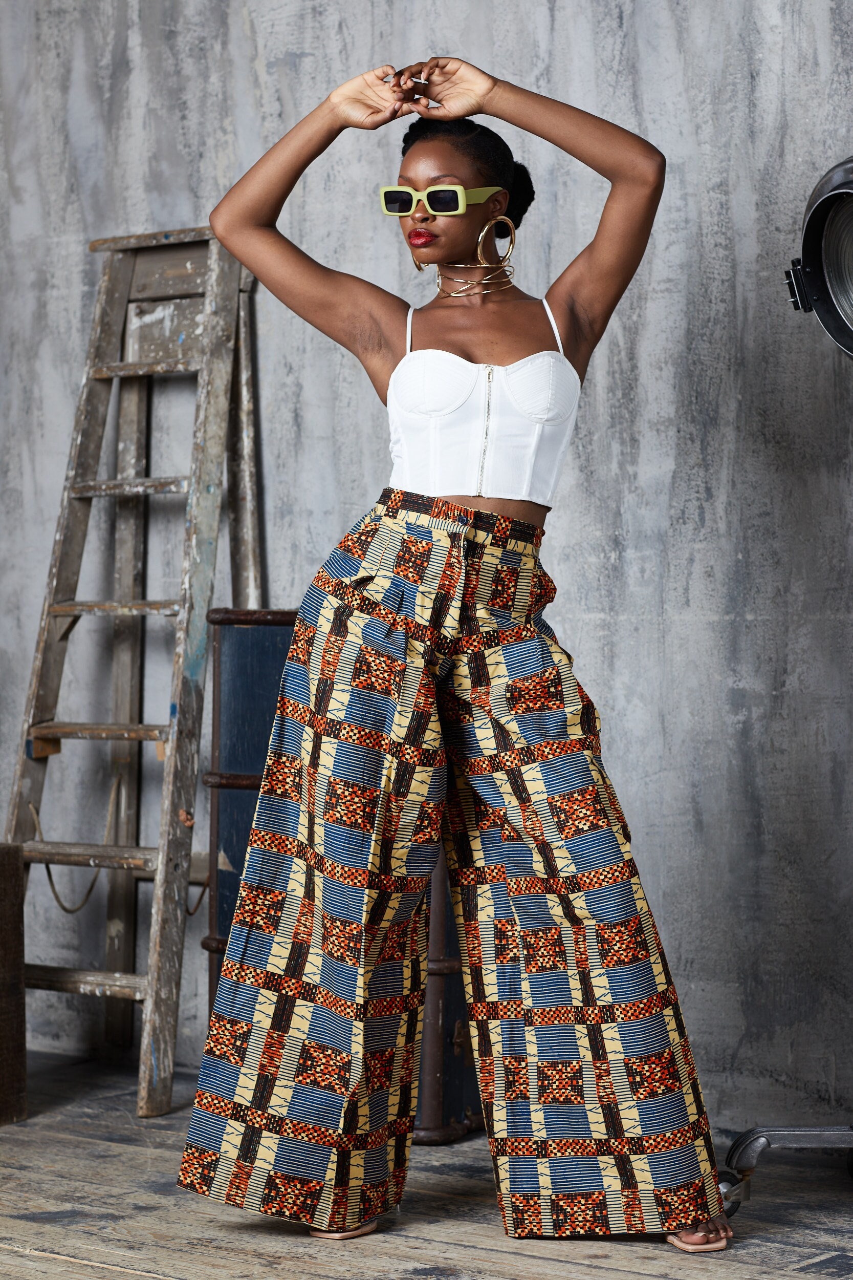 Lola- African Elastic Waist Ladies Pants - Zahara Designz
