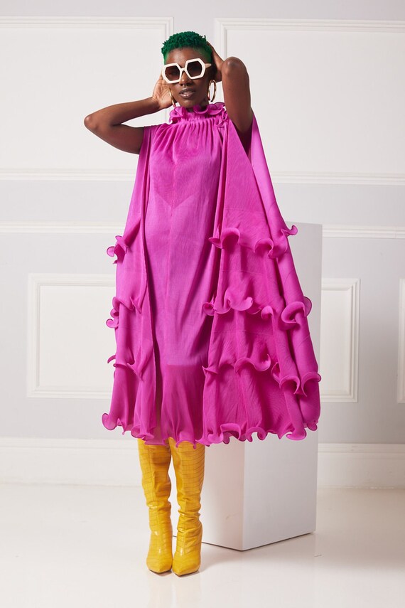 Pink top plisse dress