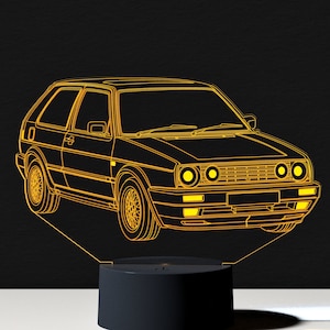 LED TABLE LAMP | German Car Golf MK2 3d Illusion Lamp | Car Guy Gift | Bedroom Night Light | Kids Room Lamp | 3d Bedroom Night Lights