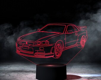 Skyline R34 GT-R | 3d Illusion Custom Car Night Light Lamp | Car Skyline R34 GT-R | 3d Illusion Custom Car Night Light Lamp | Car