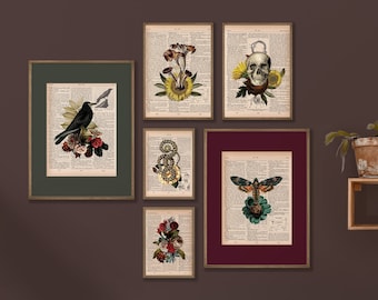Dark Academia Decor Aesthetic Wall Set of 6 Prints, Gothic College Dorm Decor Printable Wall Art, Vintage Witchy Downloadabl Gallery Set