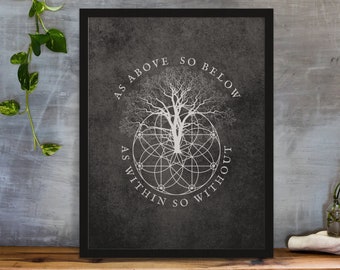 As Above So Below Occult Witchy Decor Printable Wall Art, Goth Aesthetic Home Decor Downloadable Art