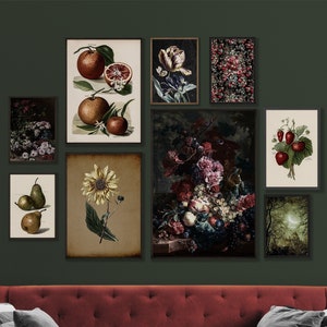Dark Cottagecore Aesthetic Printable Gallery Wall Art Set, Vintage Green Witch Decor Downloadable Collage Kit