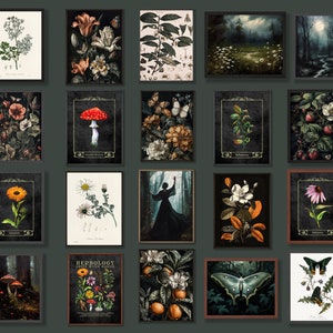 Green Witch Dark Botanical Printable Gallery Wall Art Set Bundle