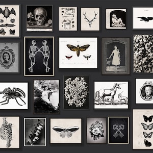 Dark Goth Oddities Moody Home Decor Printable Gallery Wall Art Set