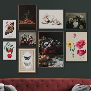 Dark Cottagecore Moody Botanicals Aesthetic Printable Gallery Wall Art Set