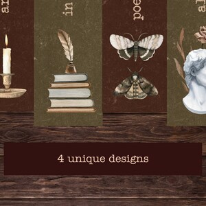 dark academia printable bookmarks light academia aesthetic etsy