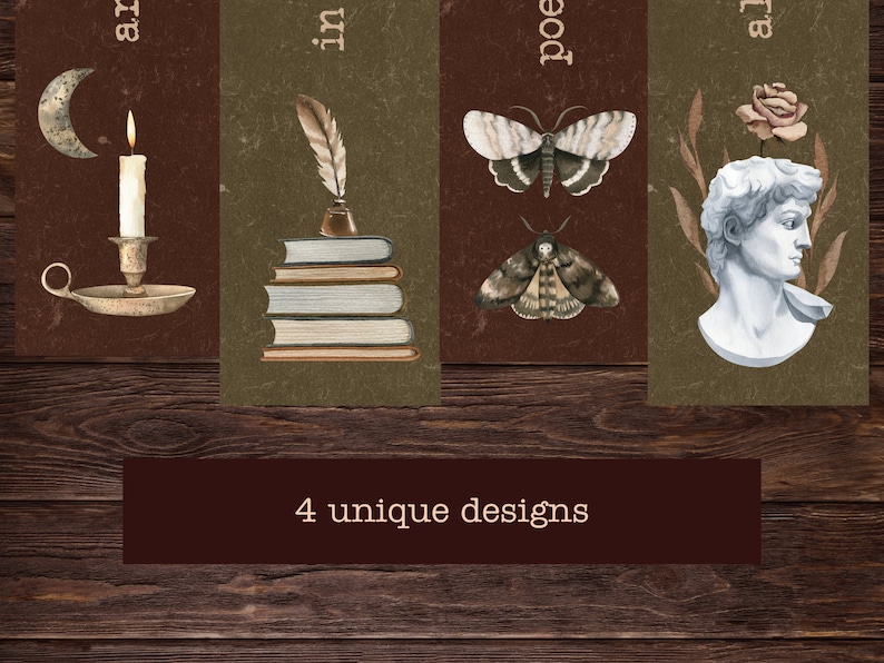 dark academia printable bookmarks light academia aesthetic etsy