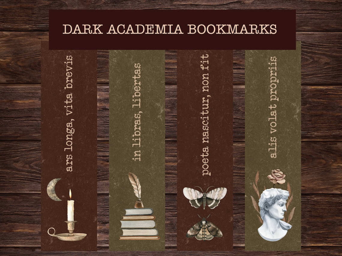dark academia printable bookmarks light academia aesthetic