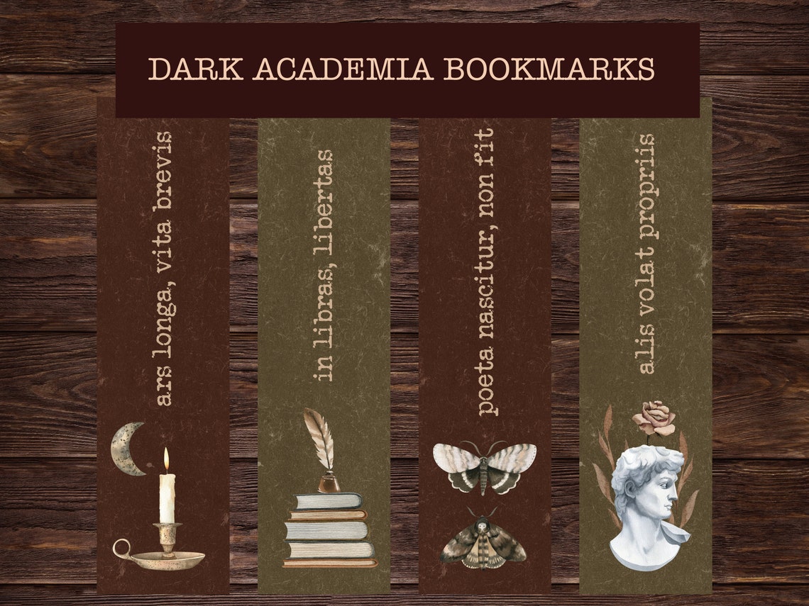 dark academia printable bookmarks light academia aesthetic