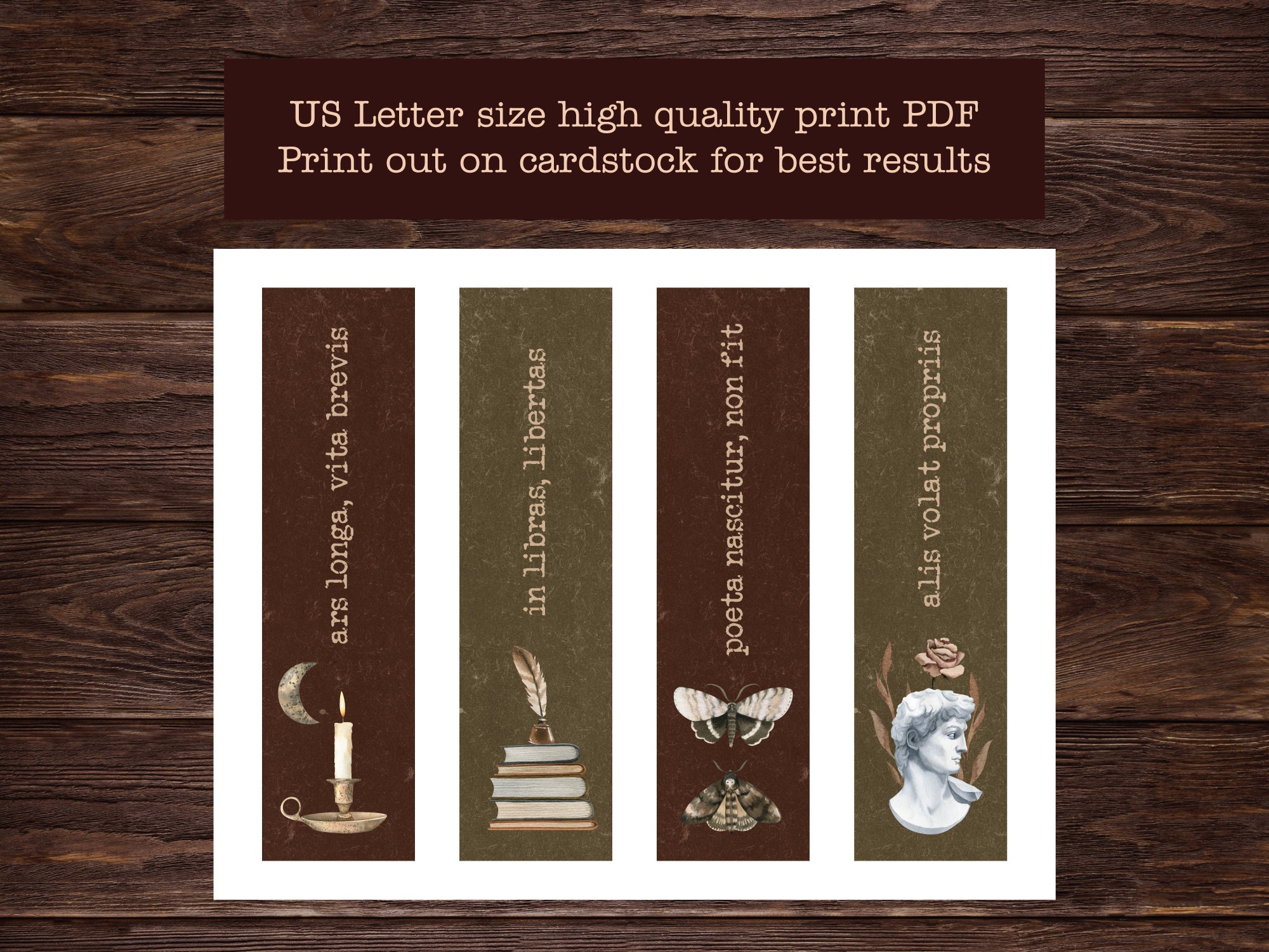 dark academia printable bookmarks light academia aesthetic
