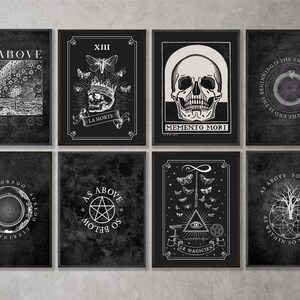 Goth Occult Decor Printable Gallery Wall Set of 8, Vintage Witchy Pagan Downloadable Art