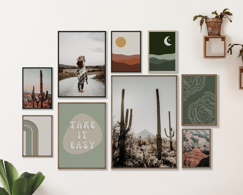 Sage Green Boho Gallery Wall Set Printable Art Earth Tone Etsy