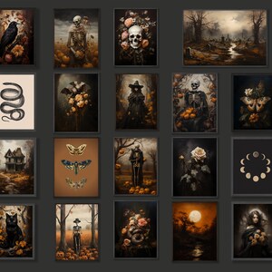 Goth Macabre Halloween Moody Botanical Printable Gallery Wall Art Set Bundle