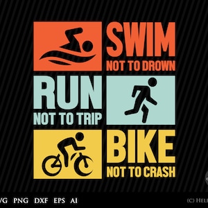Triatlon SVG, Swim Run Bike Svg, clipart, uitgevoerd gesneden bestand, Ironman triatlon, grappige SVG, triatlon silhouet - SVG-bestanden voor cricut