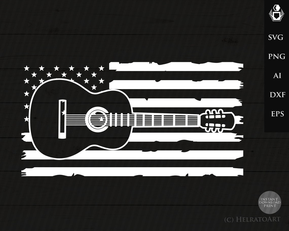 Guitar Music SVG Usa Flag Svg American Flag Distressed Svg - Etsy