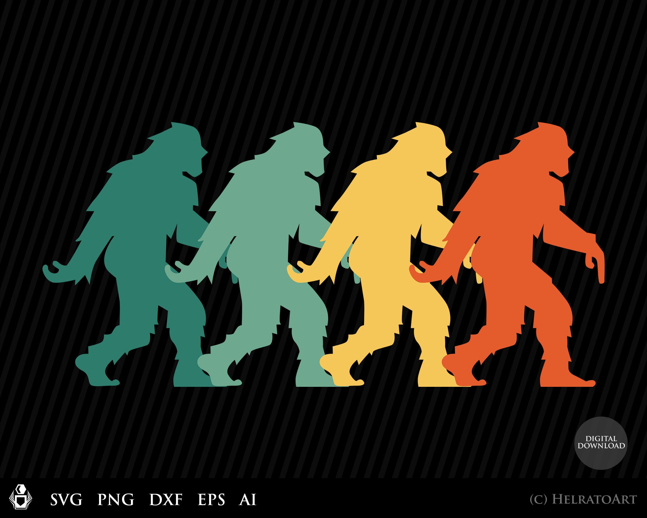 Bigfoot SVG Retro Vintage Svg Yeti Svg Bigfoot Silhouette - Etsy