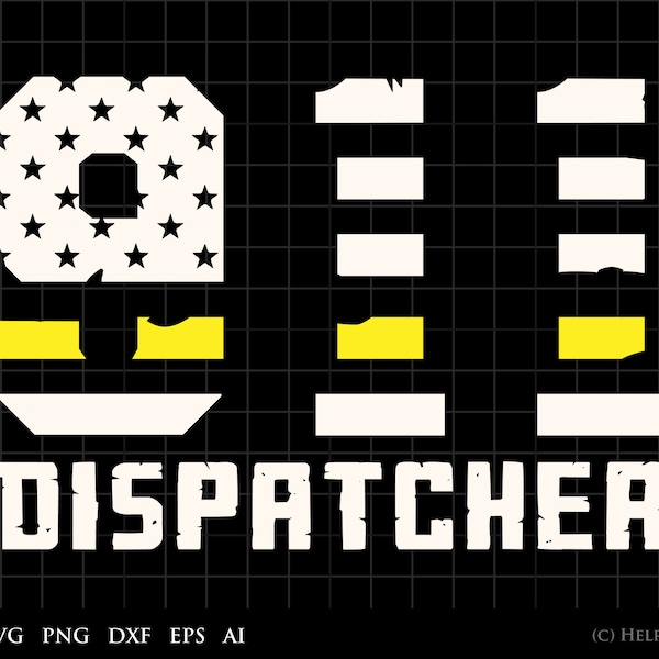Dispatcher SVG, 911 Dispatcher Patriotic Flag Yellow Thin Line Graphic Clipart - for Commercial and Personal Use