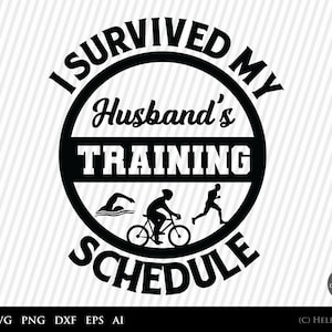 Triangle SVG, I Survived My Husband's Trainingsplan svg, schwimmen, ironman, lustiges svg, Triangle-Silhouette - svg -Dateien für Cricut