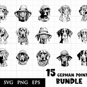 15 German Pointer Hunting Dog Svg, Eps, Png Bunldle digital files download