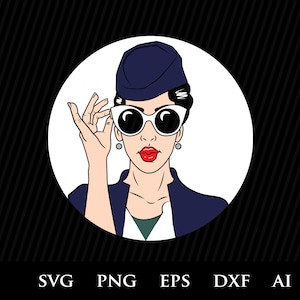 Flight attendant svg file, colored cabin crew svg, - stewardess svg, pilot svg, clipart for flight attendant