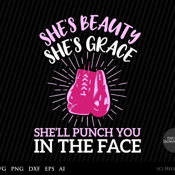 Boxing SVG files, boxing woman, girl power svg beauty and grace -  Sports and combat SVG for boxing lovers