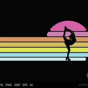 Ice Skating SVG, Retro Vintage Svg, figure skating png, ice skating cut file, winter sport gift, skating silhouette files for cricut
