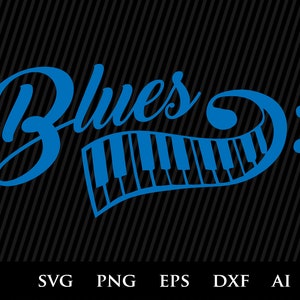 Cool musique SVG Blues vintage rétro svg, svg piano - notes de musique svg, fichiers coupés pour clipart, illustration svg