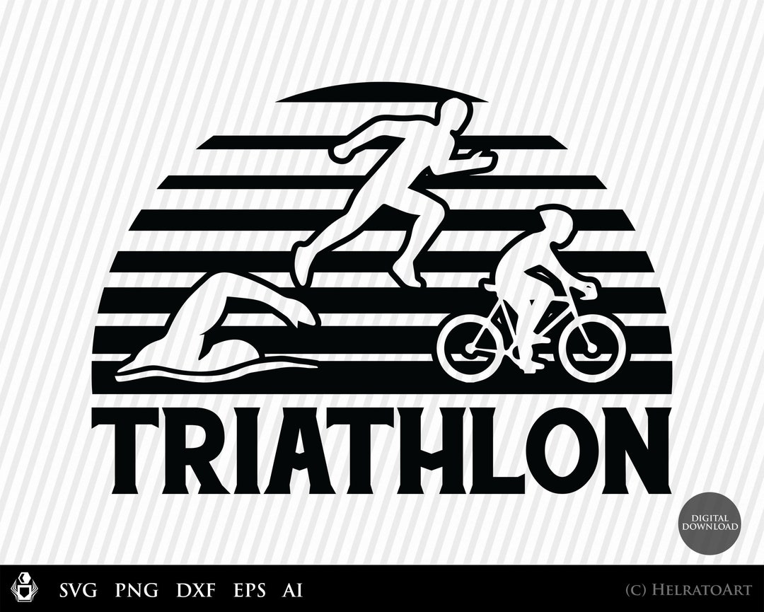 Triathlon SVG, Retro Triathlon Svg, Clipart, Running Cut File, Retro