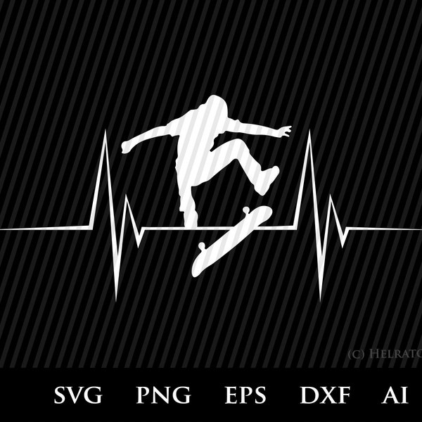 skateboard svg, skateboarder heartbeat svg - skater SVG, skater design skateboarding svg files for cricut