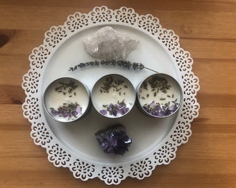 Soy Candle, Soy Wax Candle, Lavender Candles, Rose Candles, Essential Oil Candles, Candles with Crystals, Crystal Candle, 4 oz. Candle