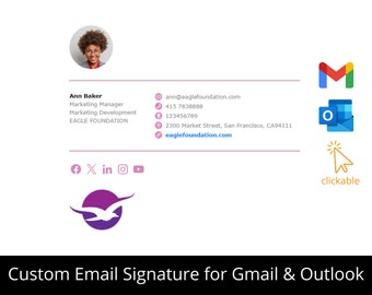 Clickable Email Signature for Gmail and Outlook, Custom Gmail Signature