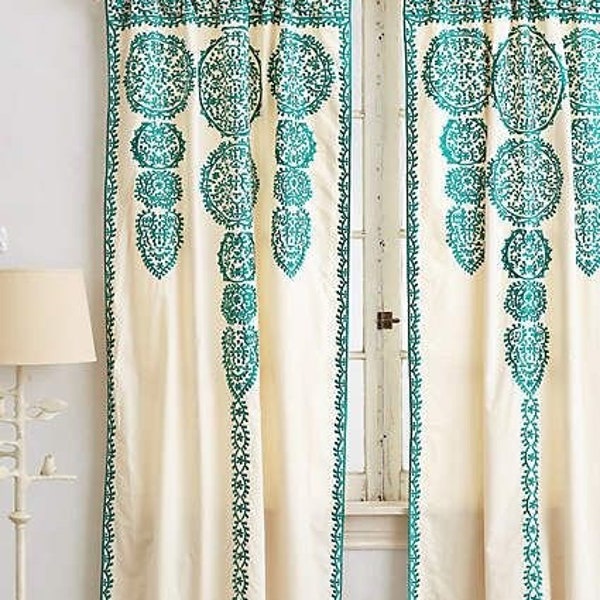 Handmade Curtain Boho Embroidered Curtain baby shower curtain rod christmas decor beaded Blackout Moroccan curtain personalized gift for her