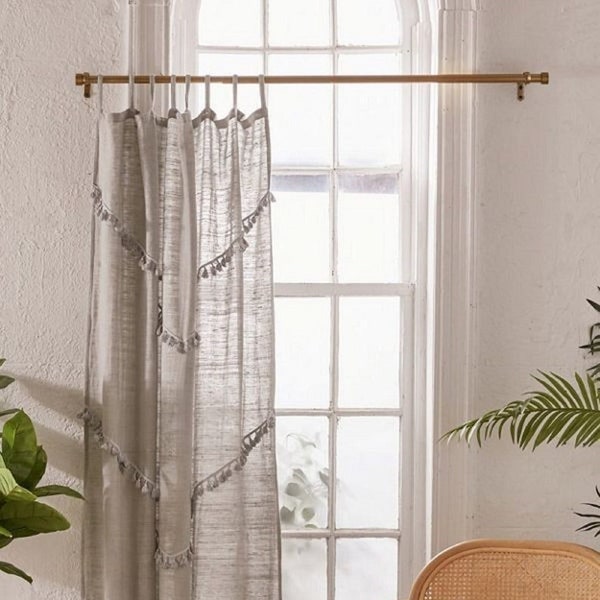 Grey Handmade Fringes Curtain Door Curtain UO Drape Tassels One Panel Curtain Bohemian Curtains Window Curtain Boho Curtain Bedroom Curtain