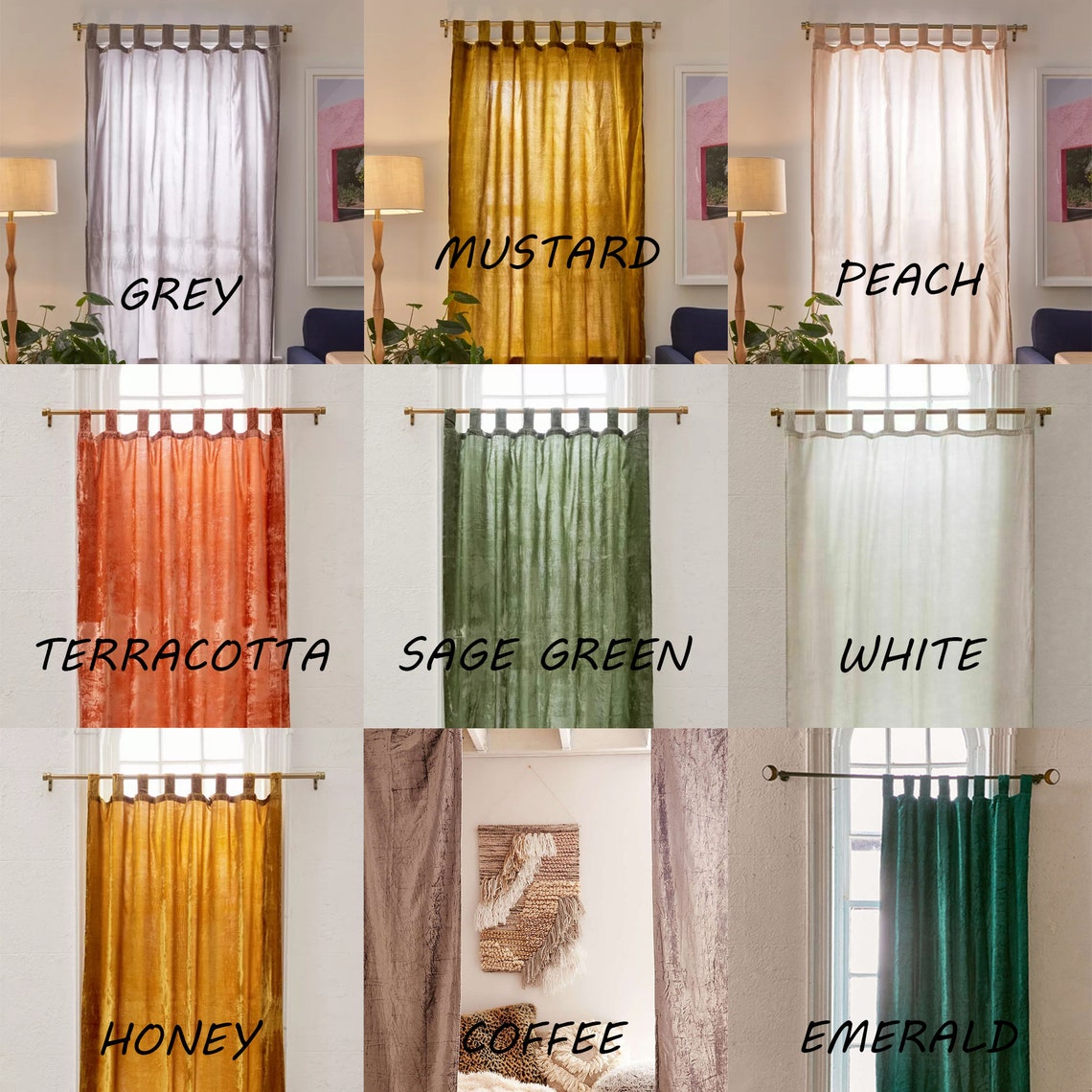 Sage Green Velvet Curtains Luxe Velvet Curtain Custom Window Etsy