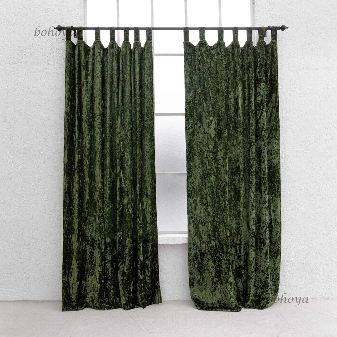 Olive Green Velvet Curtains Living Room Velvet Curtain Custom Window
