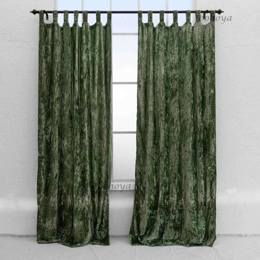 Sage Green Velvet Curtains Living Room Velvet Curtain Dining Etsy