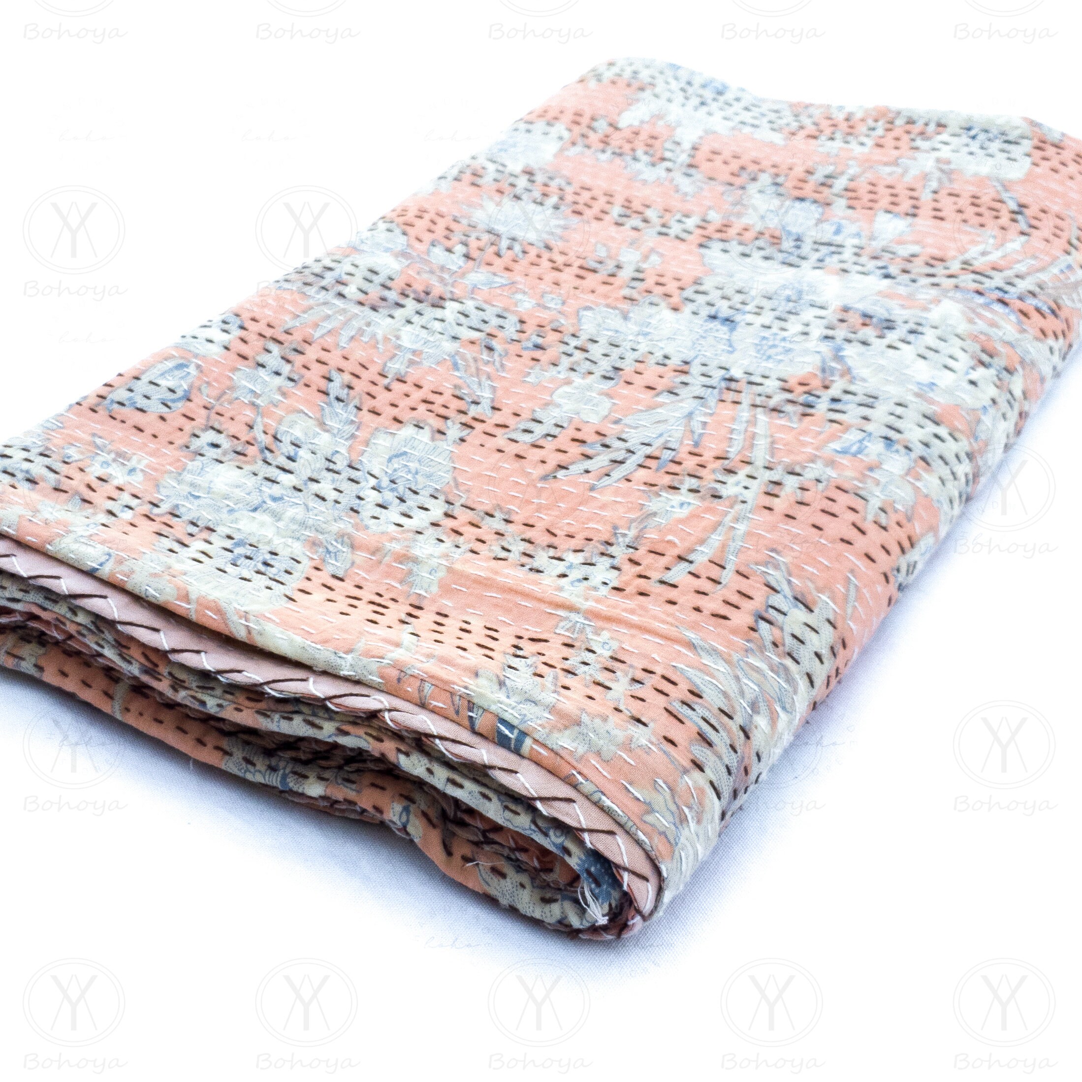 Printed Cotton Quilted Blanket Indian King/Queen Handmade Etsy